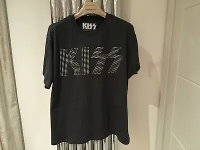 Buy KISS Official Classic Diamante Logo Embellished Band Tshirt V By Very UK22 • 18£