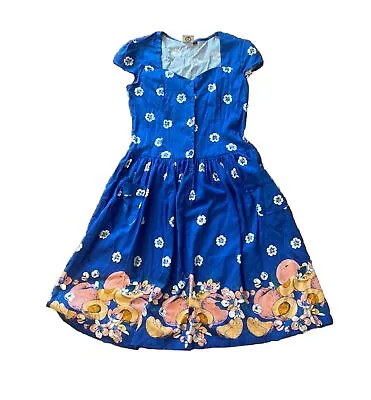 Buy Dancing Days By Banned Apparel Blue Peach Swing Dress Pinup Large Used • 34.05£