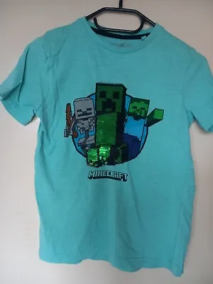 Buy Kids Next Minecraft Mojang Sequin Change Creeper TNT T-Shirt Age 9 Years • 1.99£