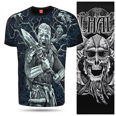 Buy T-Shirt Black Nordic Valhalla Viking Ragnar Odin Thor Wikinger Vikings Asgard • 16.50£