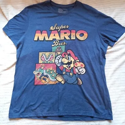 Buy Retro Super Mario Nintendo T-shirt Size Medium Navy Blue Front  Crew Neck Tu • 9.99£
