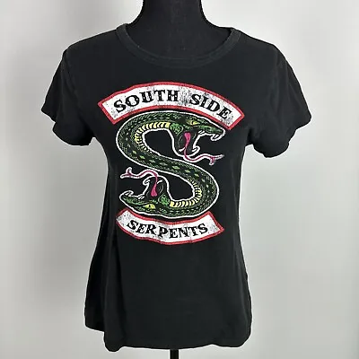 Buy Riverdale Womens Juniors Size Medium South Side Serpents Black Shirt Graphic Tee • 4.81£
