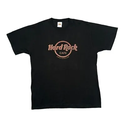 Buy Early 00's HARD ROCK CAFE  Amsterdam  Souvenir Spellout Graphic T-Shirt Large XL • 13.60£