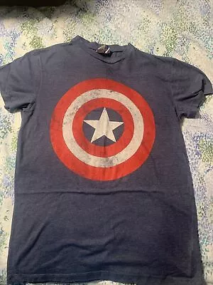 Buy Marvel Captain America T-Shirt, Blue / Grey Adult / Teens Size Small • 2.99£