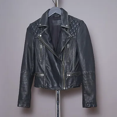 Buy ALL SAINTS Womens CARGO Leather Jacket UK 10 US 6 EU 38 BLACK Celebrity Biker • 199.99£