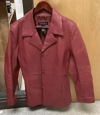 Buy Woman’s Dark Red Leather Jacket By Dialogue Size L • 18.94£