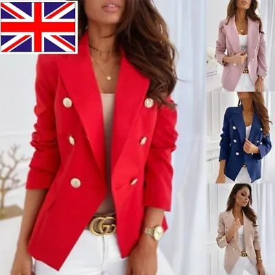 Buy Womens Long Sleeve Casual Coat Jacket Ladies Office Work Suit Blazer Tops NEW • 10£