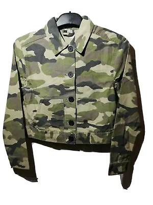 Buy Ladies Jacket Camouflage Combat Style Top Short Cropped Khaki Sizes XS Cotton • 11.89£