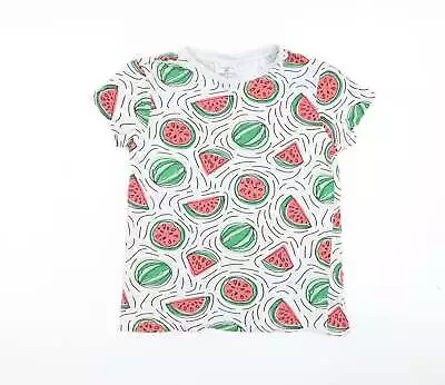 Buy Primark Womens White Cotton Basic T-Shirt Size 4 Round Neck - Watermelon • 3.25£