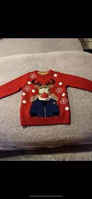 Buy Boys George Cool Reindeer Christmas Jumper Age 5-6 Years • 10£