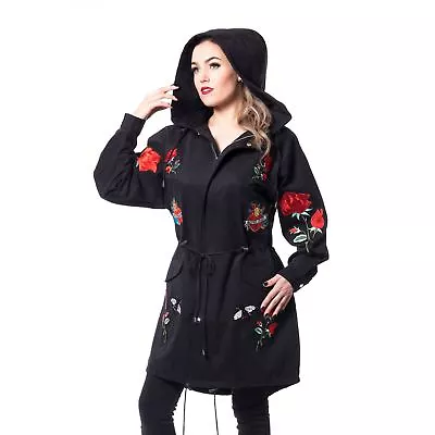 Buy Rockabella Rose Tour Coat Ladies Black Goth Emo Punk Comic Con Dress Up • 99.99£