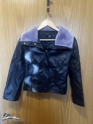 Buy J's Exte Leather And Reversed Sheepskin Vintage Jacket Navy Purple Size 4/small6 • 12£