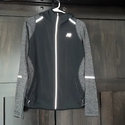 Buy NEW BALANCE Hoodie Sweatshirt Womens M Full Zip Long Sleeve Gray Black Run • 23.62£