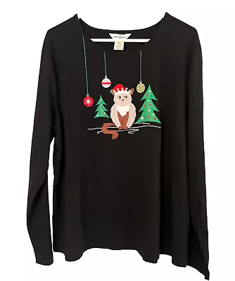 Buy Sophia Jayne Ugly Sweater Top Black  Grumpy Cat XXL Women Knit Applique Bling • 12.48£