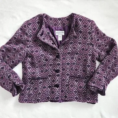 Buy Vintage Pendleton Purple Virgin Wool Blazer Velvet Buttons Cropped Jacket 12 • 48.21£