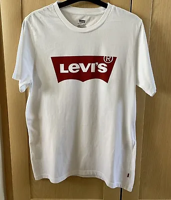 Buy Men’s Levi’s T-shirt Batwing Logo In White And Red - Size Xs • 15£