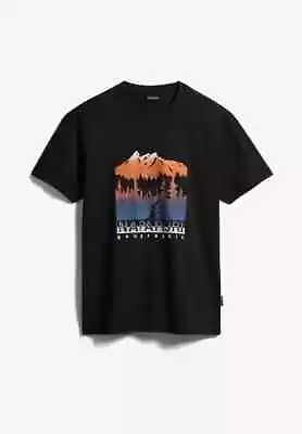 Buy Napapijri Men's Mountain Print T-Shirt Black XL Rare • 19.80£