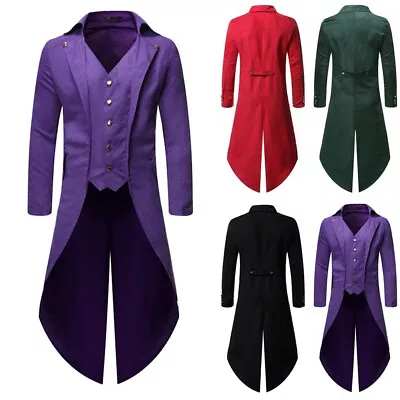 Buy Elegant Men's Steampunk Retro Tailcoat Party Coat Clothes Frock Jacket • 27.63£