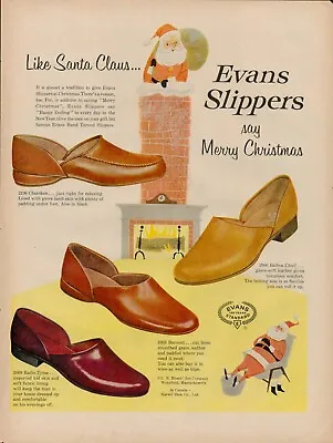 Buy 1957 Evans Slippers Sleepwear Pajamas Vintage Print Ad Men Merry Christmas Santa • 9.41£
