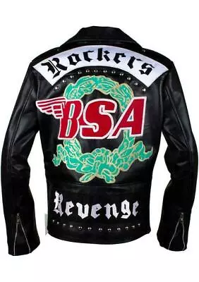 Buy Men's Stage Rockers Real Leather Black Biker Fashion Statement Jacket • 57.99£