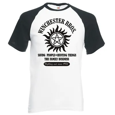 Buy Supernatural  Winchester Bros Family Business  Unisex, Raglan, Baseball T-shirt • 14.99£