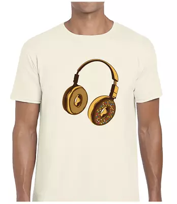 Buy Doughnut Headphones Donut Mens T Shirt Tee Funny Music Dj Decks Design Food Cool • 7.99£