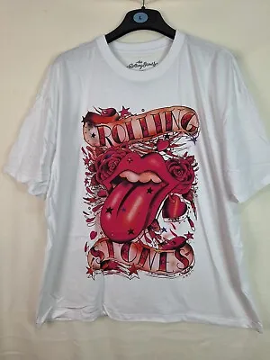 Buy Rolling Stones Rock Band Tee White T-Shirt Tongue And Stars Size XL • 12.95£