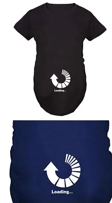 Buy Maternity Pregnancy Top Celebration Gift Novelty Loading T-Shirt Blue Black • 9.99£