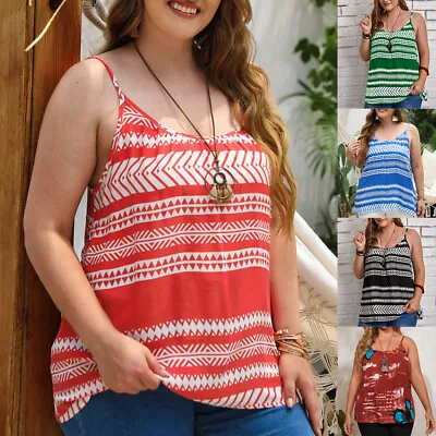 Buy Plus Size Women Boho Floral Tank Vest Tops Ladies Casual Beach Holiday Loose Tee • 3.99£