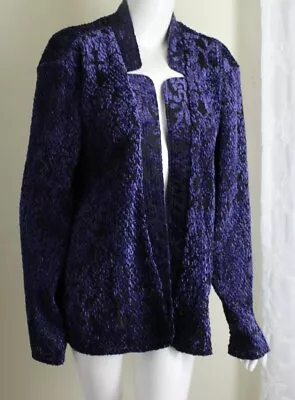 Buy Chico's Sz 4 1X Purple Velvet Devore Burnout Open Jacket Topper Art-to-Wear • 74.09£