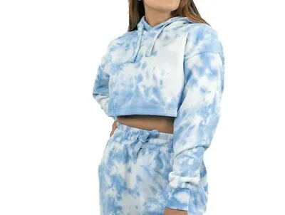 Buy Women's Ladies Tie Dye Crop Top Hoodie Long Sleeve Hooded Sweat Jumper Top • 8.99£