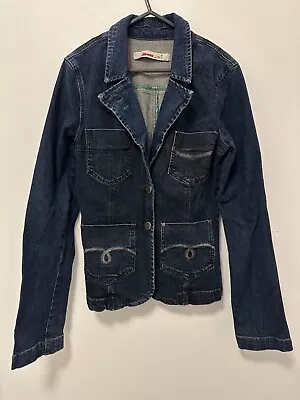 Buy Only Vintage 00s Y2K Female Navy Blue Cotton Blend Denim Jacket Size S • 4.99£