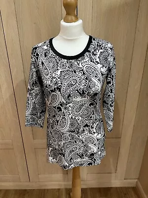 Buy Ruth Langsford 3/4 Sleeve Scoop Neck Top- Size XS - Black Paisley • 26£
