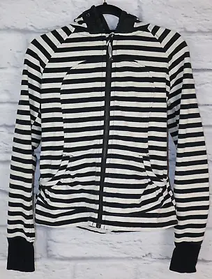 Buy Lululemon Hoodie Womens 8 Movement Jacket Apex Stripe Black White Lounge Jacket • 26.99£