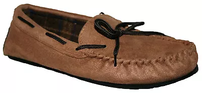 Buy MENS TAN COLOUR LIGHTWEIGHT SLIP-ON MOCCASIN SLIPPERS IN SIZES 11 And 12 • 6.99£