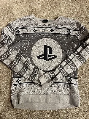 Buy PlayStation Women's Size Large Christmas Xmas Sweatshirt Jumper Gray Pullover • 19.29£