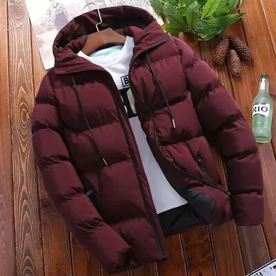 Buy Men's Jacket Winter Warm Coat Bubble Cotton Coat Quilted Zip Padded Outwear UK • 16.14£