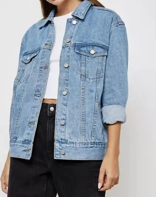 Buy MISSGUIDED Denim Jacket Oversized Women`s Size 6 8 10 12 14 16 18 - NEW • 12.99£