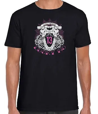 Buy LUCKY 13  Cool Gothic Unisex T-Shirt, Ring Spun Super Comfy Vintage T-Shirt • 12.44£