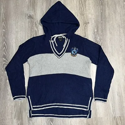 Buy Harry Potter Sweater Womens M Medium Blue Ravenclaw Hooded Hoodie Knit V Neck • 23.67£