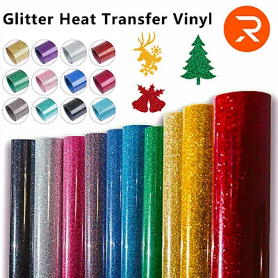 Buy Heat Transfer Vinyl HTV Glitter Iron On Heat Press For T-shirt Cricut Silhouette • 8.99£