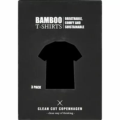 Buy CLEAN CUT COPENHAGEN Mens 3-Pack Bamboo T-Shirts, Black, Size SMALL • 12.49£