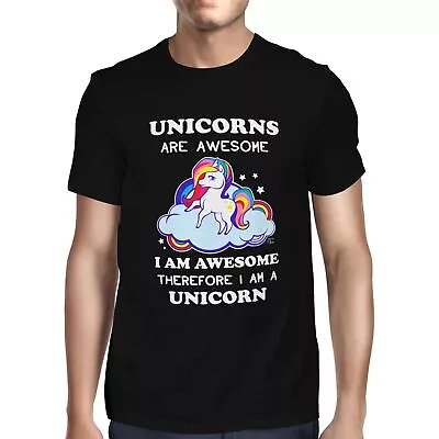 Buy 1Tee Mens Unicorns Are Awesome Therefore I Am A Unicorn T-Shirt • 7.99£
