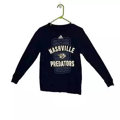 Buy Small Nashville Predators NHL Hockey T-shirt T Shirt Top By Adidas Navy Blue  • 10.39£