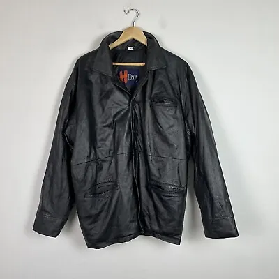 Buy Vintage Hudson Leather Black Overcoat  Men’s M 44-46 Pit To Pit 25” • 50£