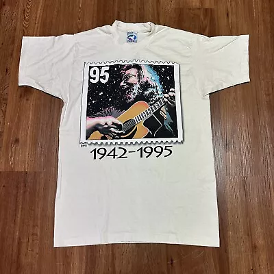 Buy Jerry Garcia Vintage 1995 Memorial Stamp Liquid Blue T-shirt Size Large • 80.51£