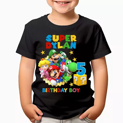 Buy Personalised Your Age Birthday Boy Super Mario Custom Kids T-Shirts #UJG6#2 • 6.99£