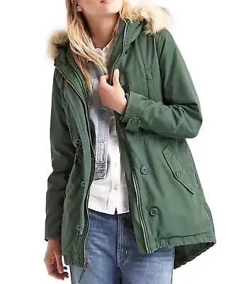 Buy Gap Cucumber Green Sherpa 2 In 1 Hooded Parka Coat Jacket NWT L • 55.75£