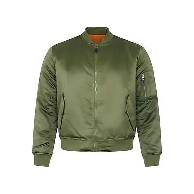 Buy MA1 Jacket Fitted US Air Force Flight Bomber Light Padded Pilot Coat Satin Olive • 26.59£