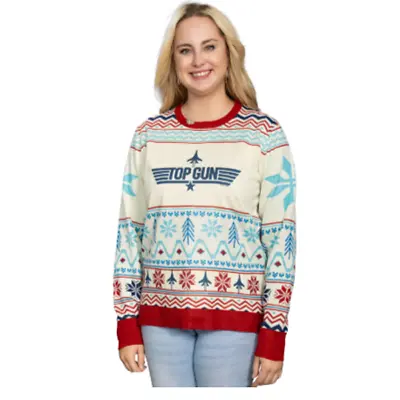 Buy Adult Womens Top Gun Movie Logo Ugly Christmas Sweater Holiday Xmas Pullover • 46.66£
